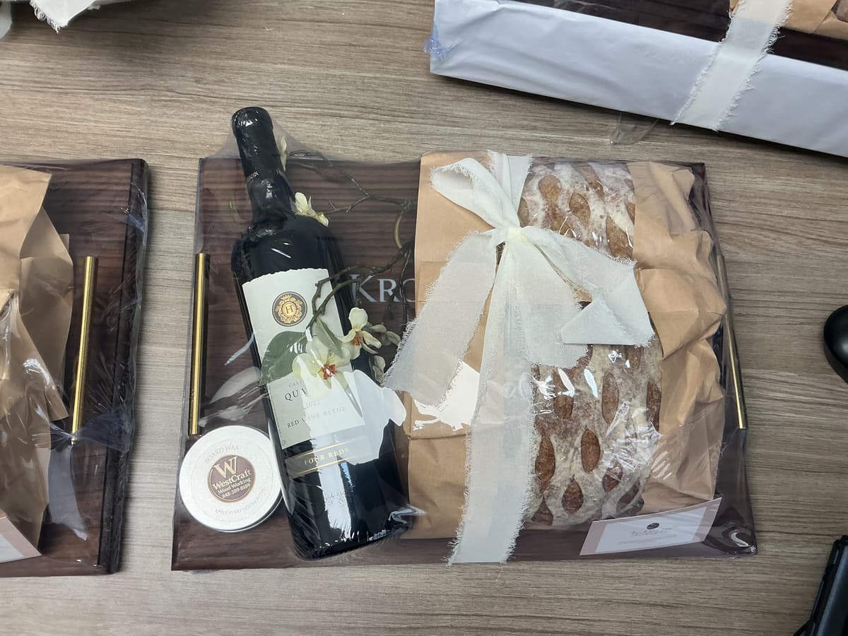 Close-up detail of gift package